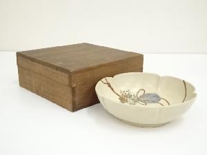 京焼　仁清銘　色絵花袋文鉢（保護箱）